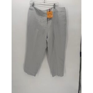 NWT Ruby Rd. Women's Pants Linen Blend Grey Minimalist BOHO Capri Beaded Sz 16p